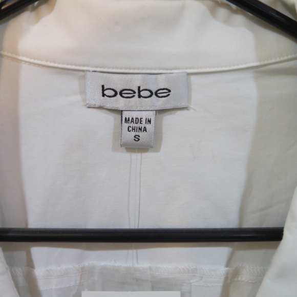 Bebe vintage puffed Solei sleeved dress! White with gold! New with tags! - Picture 4 of 5